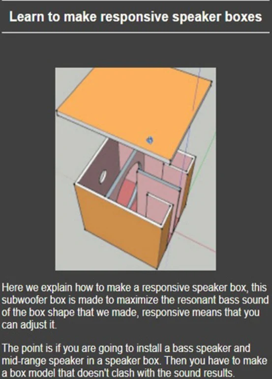 Learn to make speaker boxes Screenshot 1