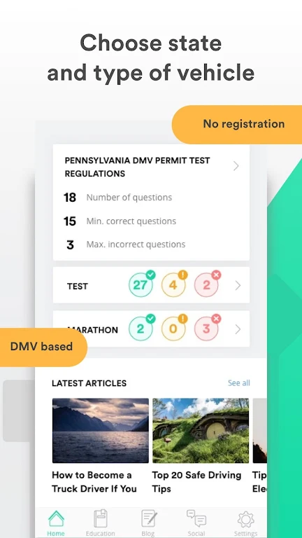 DRIVER START - Permit Test DMV Screenshot 1