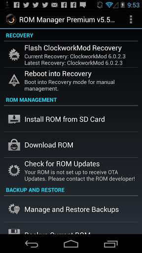 ROM Manager Screenshot 1