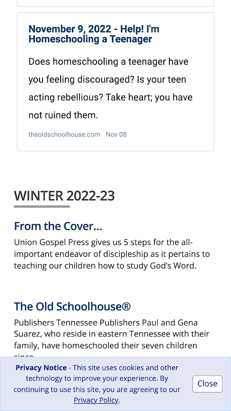 The Old Schoolhouse Magazine Screenshot 1 