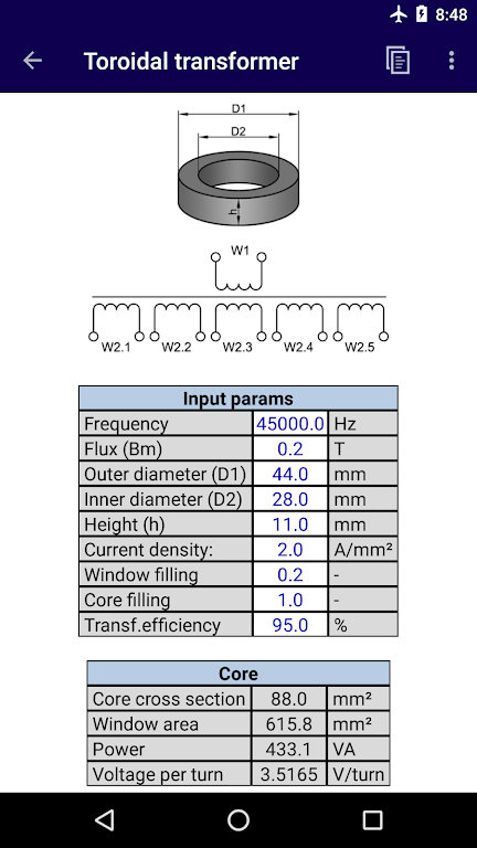 TransCalc - расчет трансформат Screenshot 2