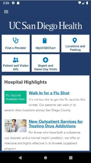 MyUCSDHealth Screenshot 1