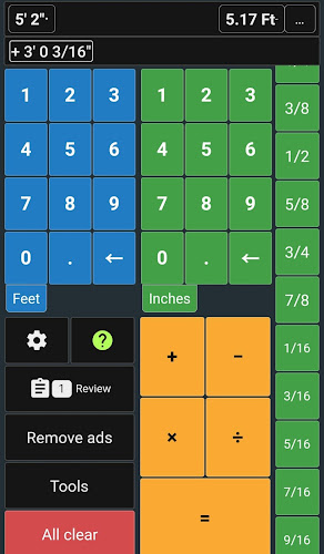 Feet & Inch Construction Calc Screenshot 1 