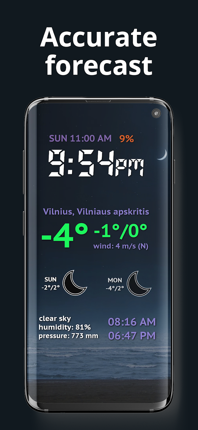 Weather Night Dock with clock Screenshot 1