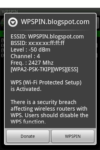 WPSPIN. WPS Wireless Scanner. Screenshot 4 