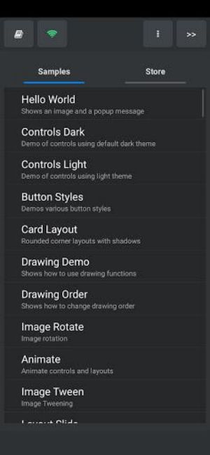 DroidScript: JS and Python IDE Screenshot 2