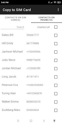 Copy to SIM Card Screenshot 1 