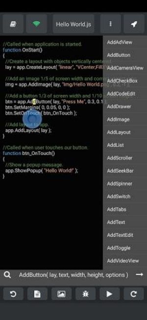 DroidScript: JS and Python IDE Screenshot 3