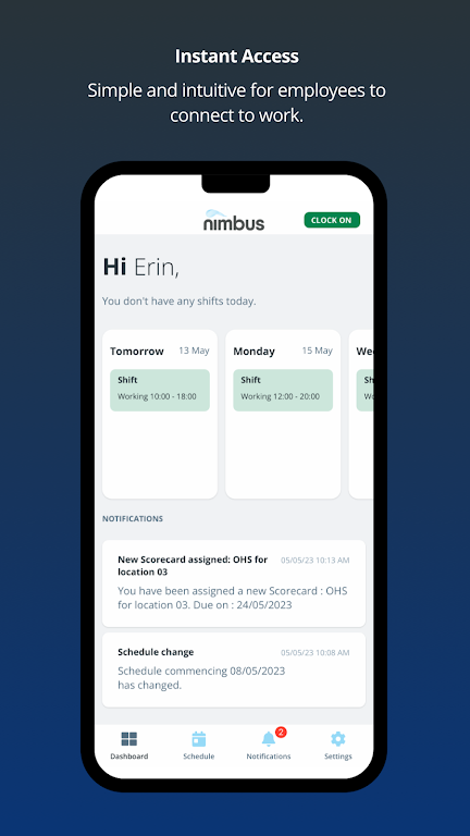 nimbus Employee App Screenshot 1 