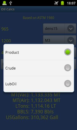 Calculator for oil enhanced Screenshot 1