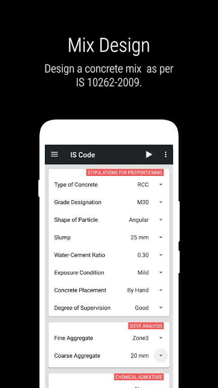 Concrete Mix Design IS-10262 Screenshot 2
