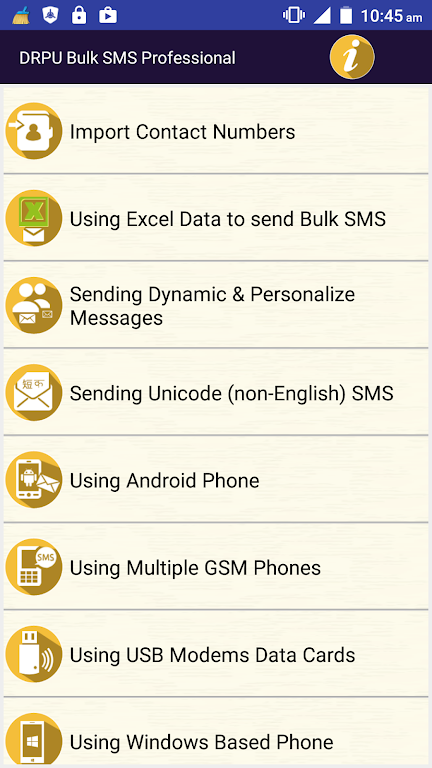 Bulk SMS Software Mobile help Screenshot 1 