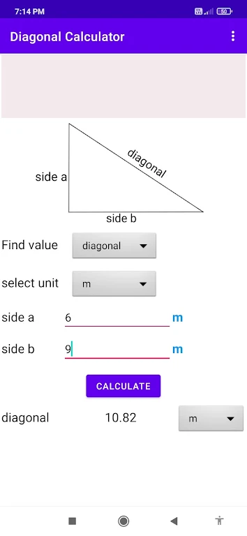 diagonal calculator Screenshot 1