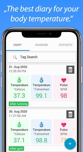 Body Temperature Fever Thermometer Diary Screenshot 1