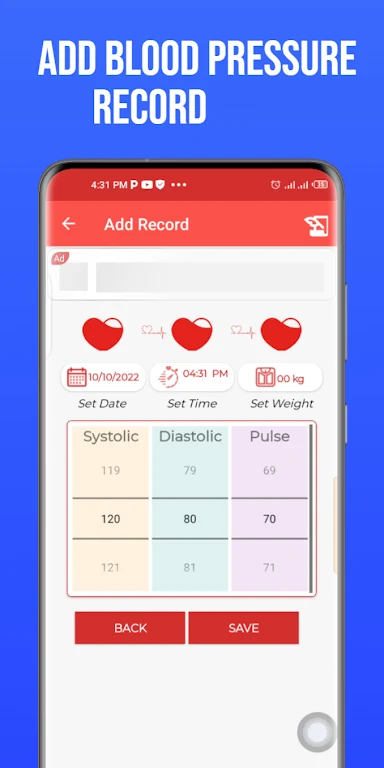 Blood pressure recorder & bp diary Screenshot 2