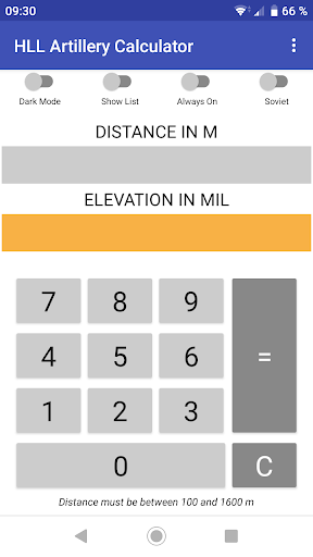 HLL Artillery Calculator Screenshot 1 