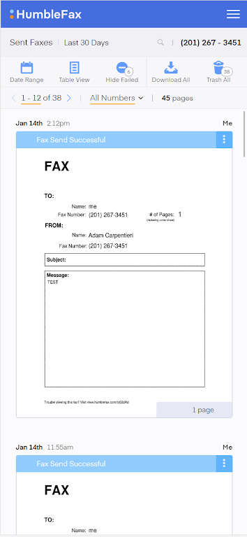 HumbleFax Screenshot 1