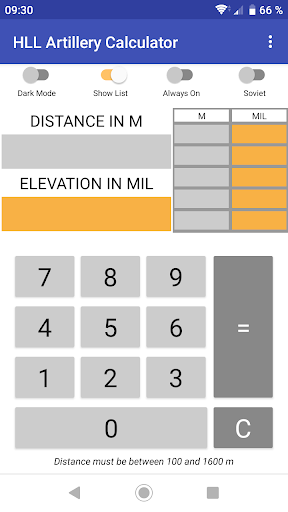 HLL Artillery Calculator Screenshot 2 