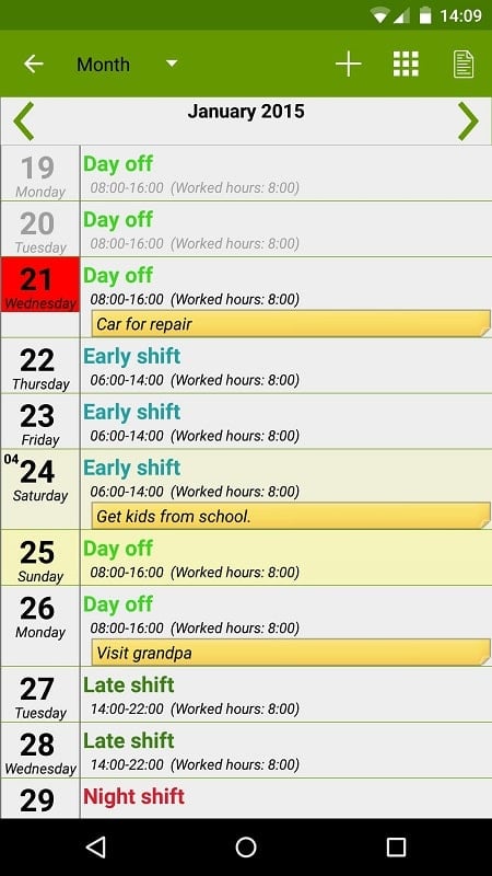 Shift Work Calendar (FlexR Pro) Screenshot 3