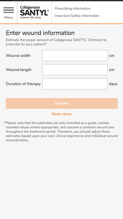 SANTYL* Ointment calculator Screenshot 1