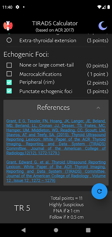 TIRADS Calculator Screenshot 4