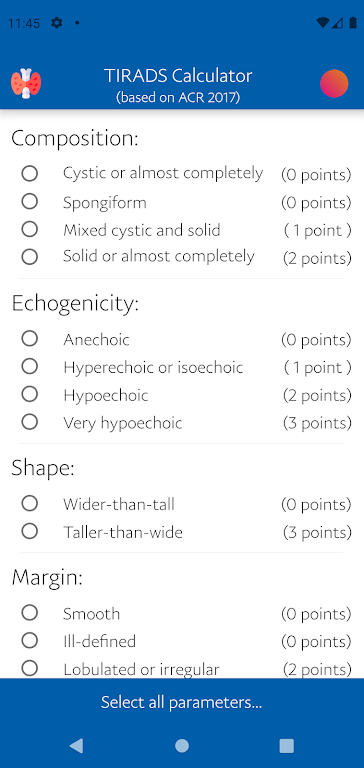 TIRADS Calculator Screenshot 1