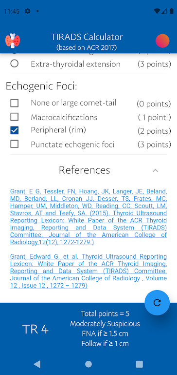 TIRADS Calculator Screenshot 2 