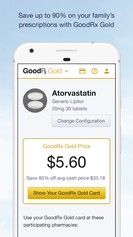 GoodRx Gold - Pharmacy Discount Card Screenshot 1 