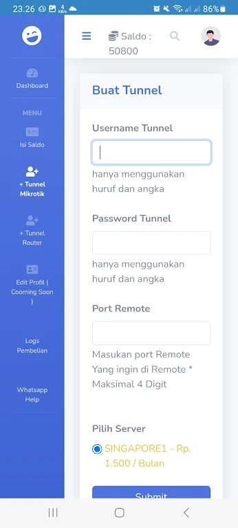 Tunnelku VPN Remote Mikrotik Screenshot 2