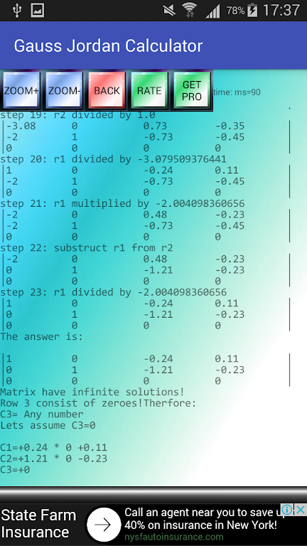 Gauss Jordan Calculator Screenshot 2 
