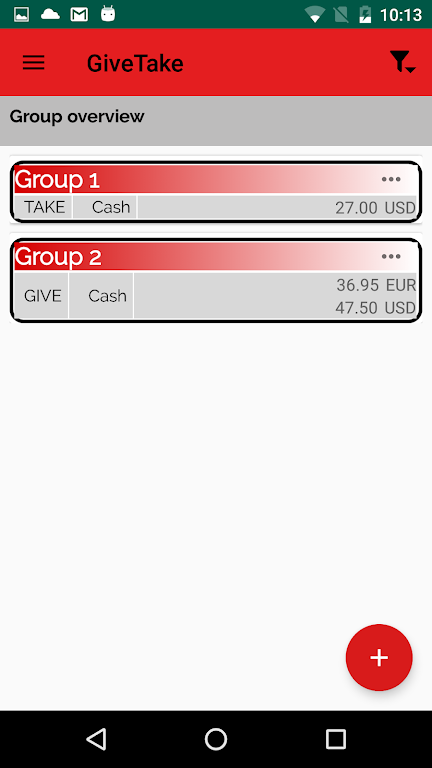 GiveTake - Tracker for your debts and costs Screenshot 1 