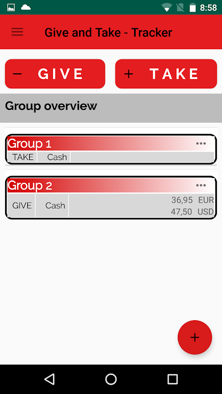 GiveTake - Tracker for your debts and costs Screenshot 2