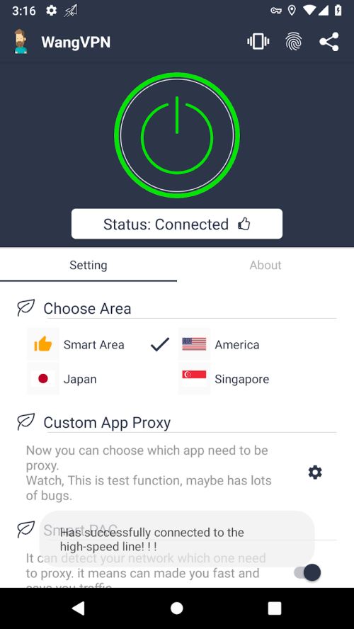 Wang VPN ❤️- Free Fast Stable Best VPN Just try it Screenshot 1