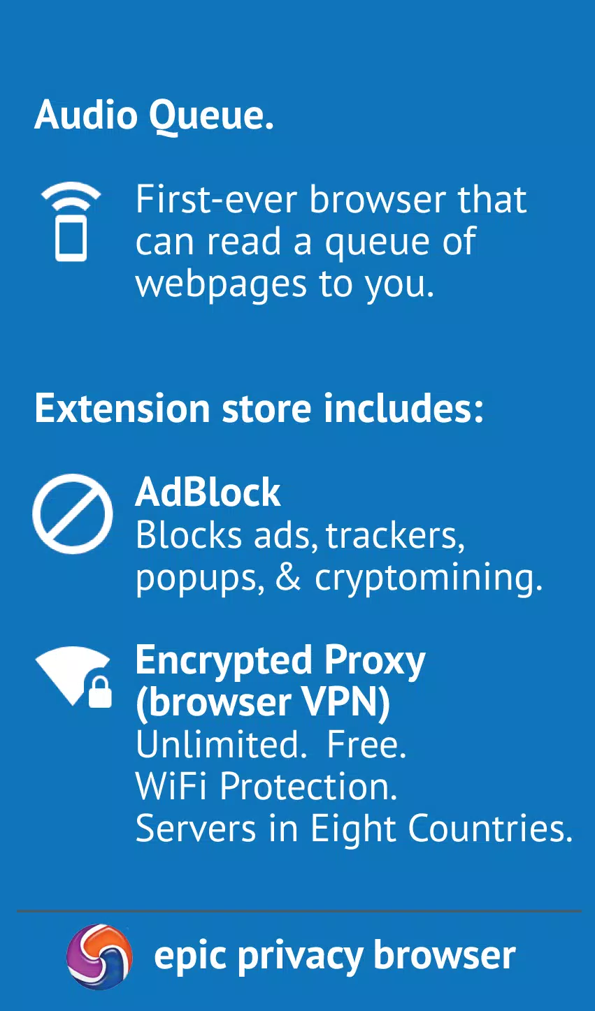 Epic Privacy Browser with AdBlock, Vault, Free VPN Screenshot 2