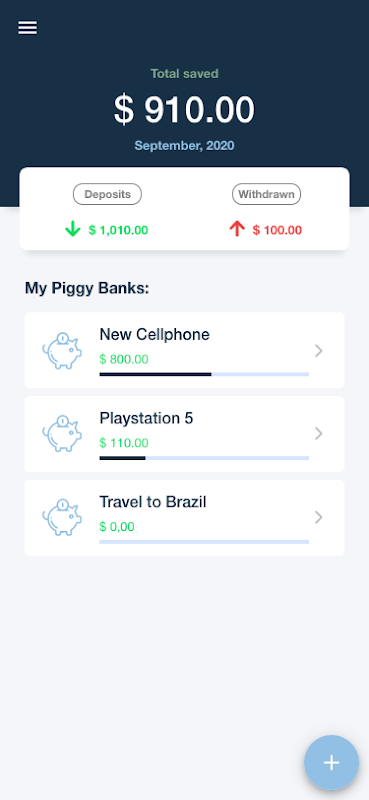 Meu Piggy Bank - Financial Goals Screenshot 1 