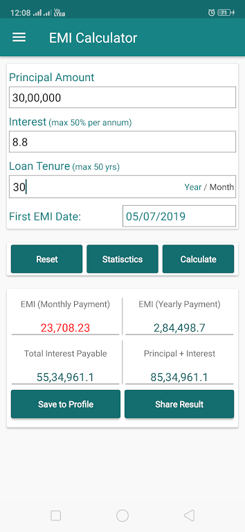 EMI Calculator for Bank loan, Screenshot 2 