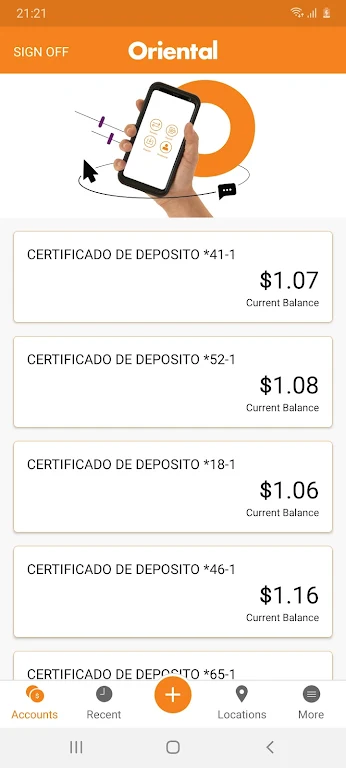 Banca Móvil de Oriental Bank Screenshot 1 