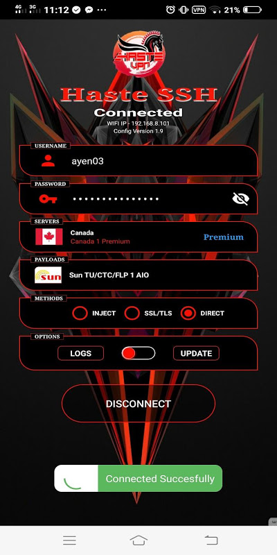 HasteVPN SSH II Screenshot 2
