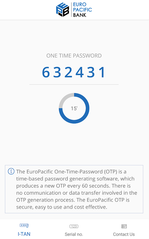 Euro Pacific Bank mOTP Screenshot 2