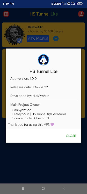 HS Tunnel Lite - Unlimited VPN Screenshot 1 