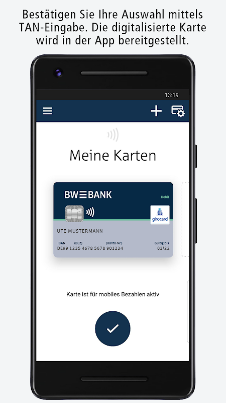 BW-BankCard pay - Mobiles Bezahlen mit der BW-Bank Screenshot 1