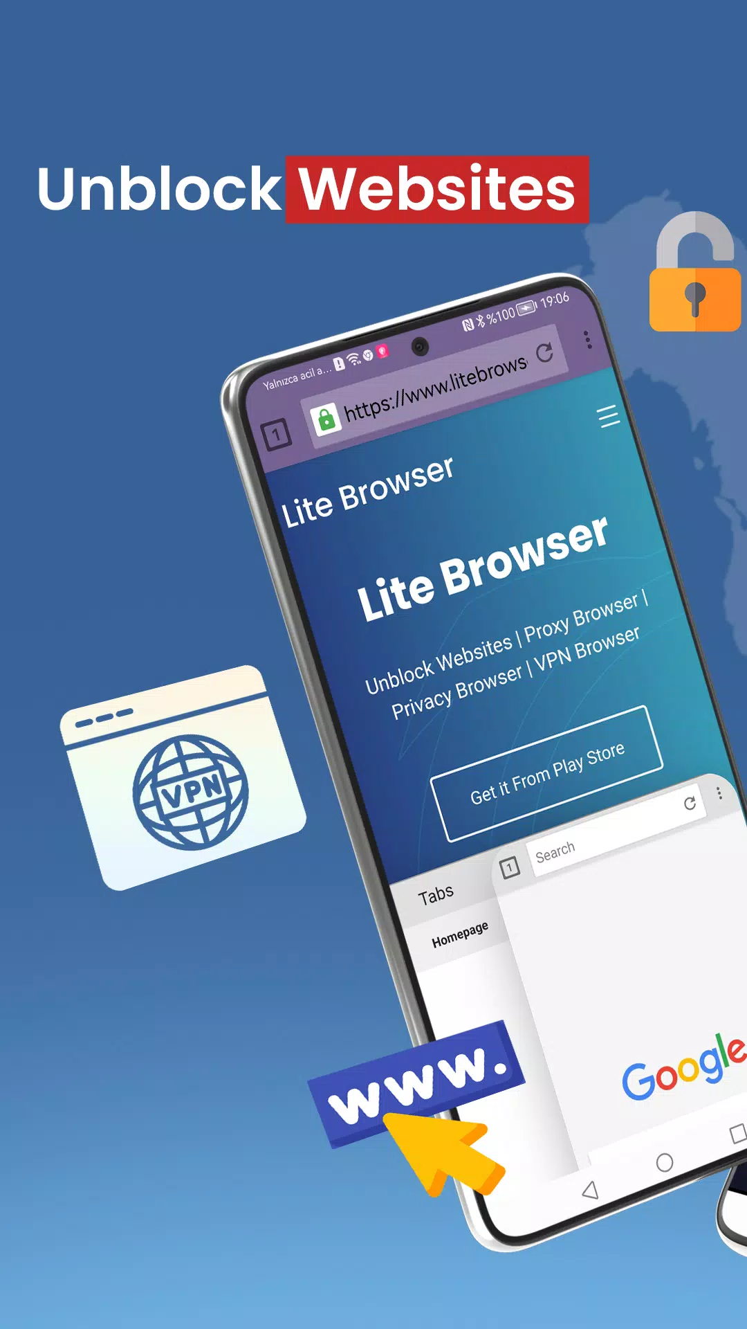 Lite Browser - VPN Browser Screenshot 1