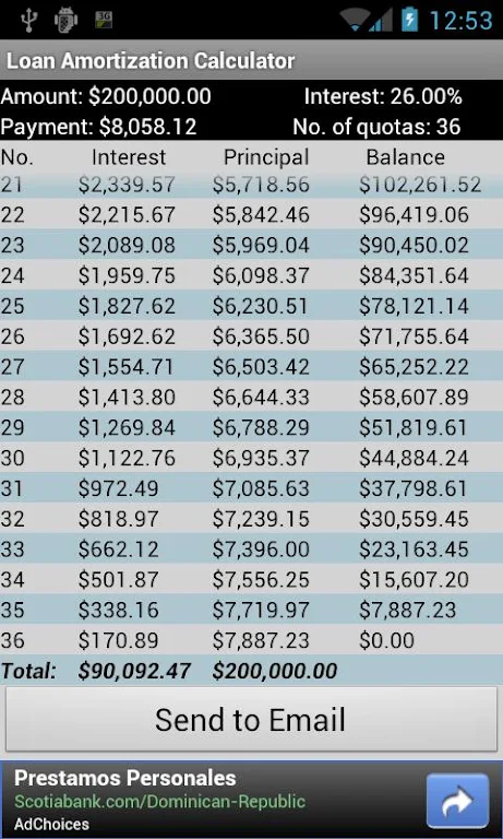 Loan Amortization Calculator Screenshot 2