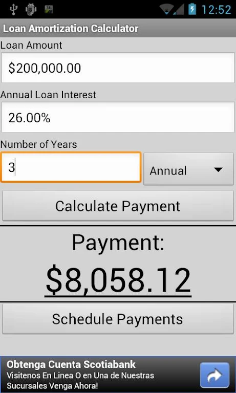 Loan Amortization Calculator Screenshot 1