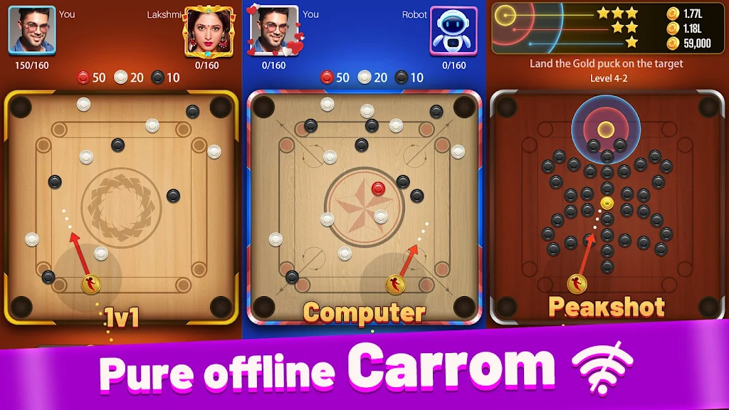 Carrom Lite-Board Offline Game Screenshot 3 