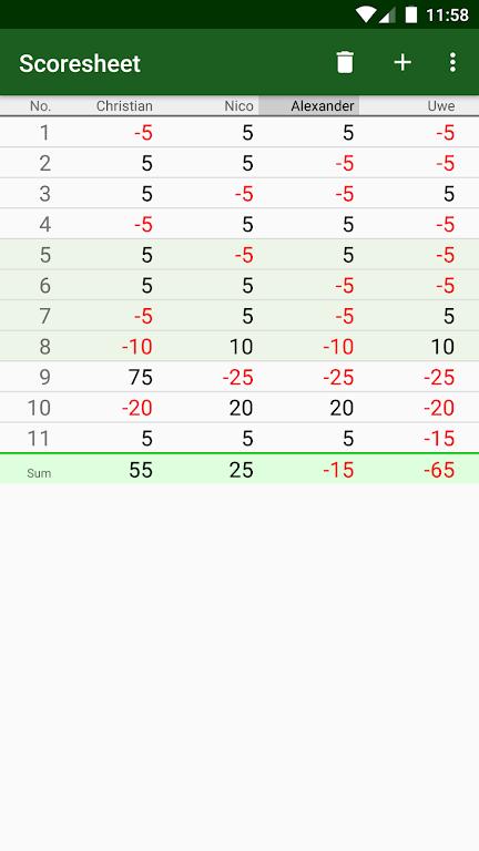 Simple Score Sheet Screenshot 1