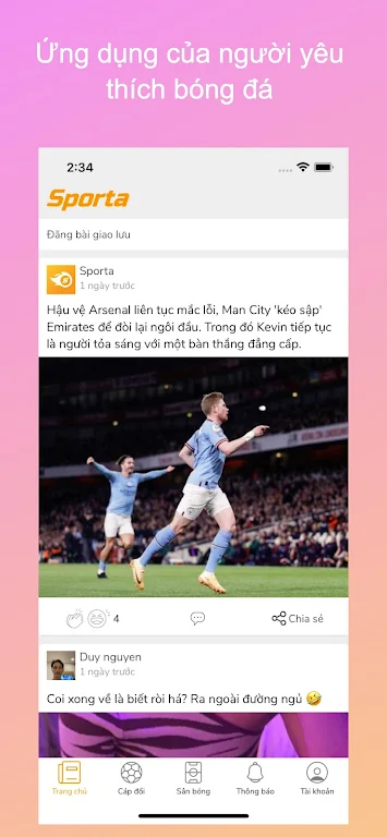 Sporta - Cộng đồng bóng đá Screenshot 1 