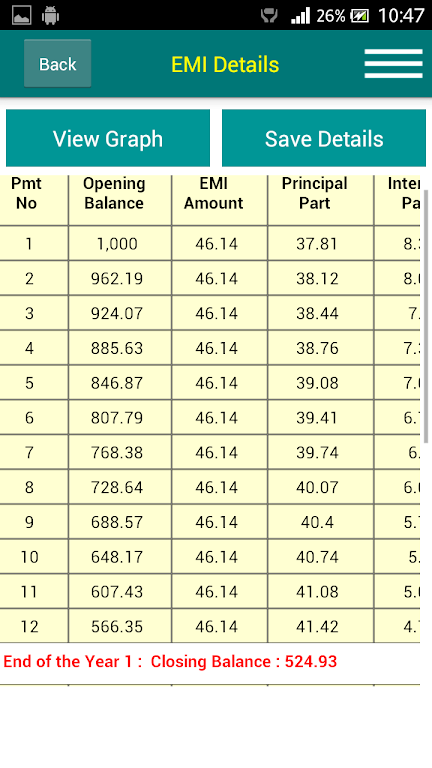 Banking Calculator Screenshot 2