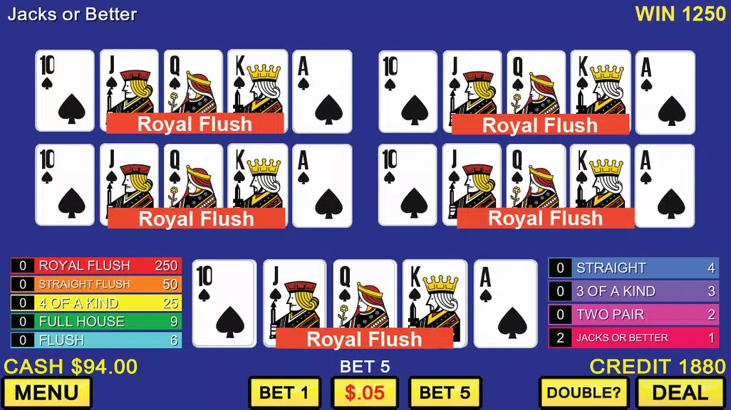 Five Hand Video Poker Screenshot 1