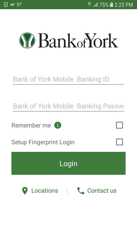 Bank of York Mobile Banking Screenshot 1